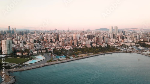 ISTANBUL, TURKEY, AUGUST 5, 2020: Aerial view Kalamis Park, neighborhood of Kadikoy, a large, populous, and cosmopolitan district in the Asian side of Istanbul, Turkey. photo