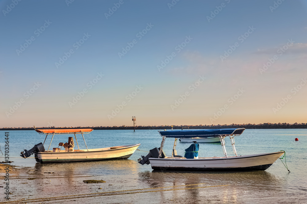 Fishing boats in Dammam Sea side at Saudi Arabia.