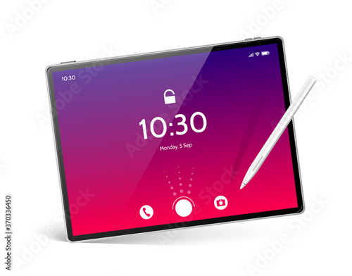 Vector realistic tablet with stylus pen mockup
