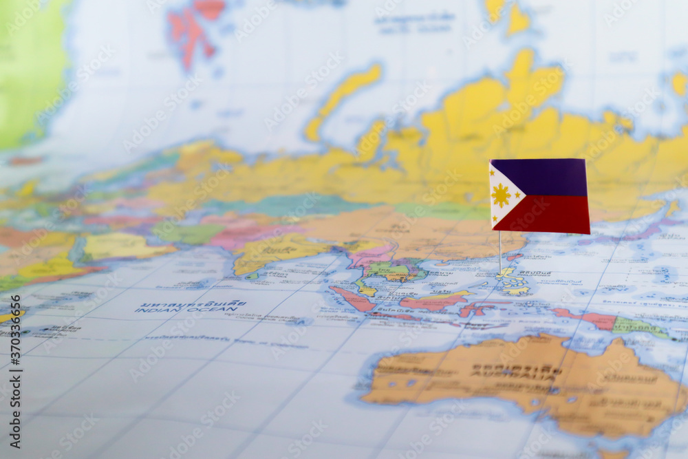 Philippine flag on the map