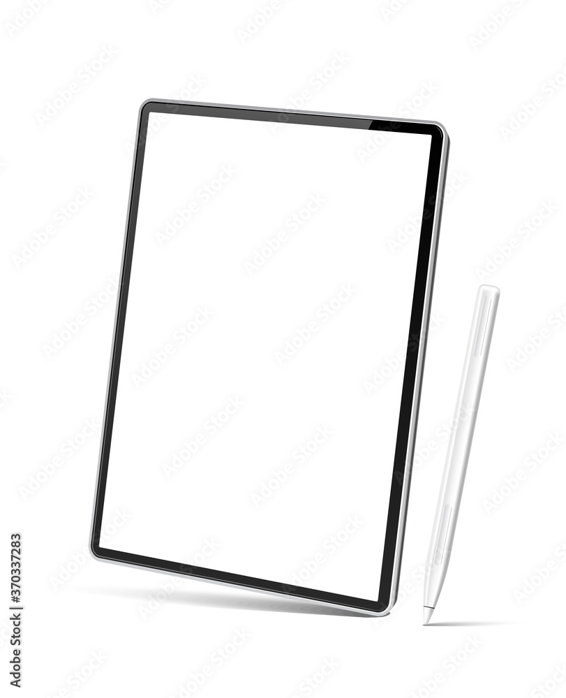 Vector realistic tablet with stylus pen mockup Vector realistic tablet with stylus pen mockup
