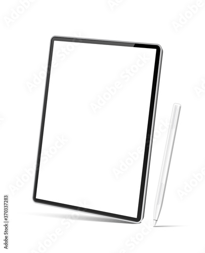 Vector realistic tablet with stylus pen mockup