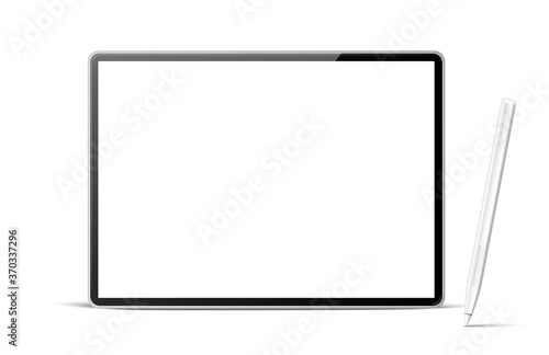 Vector realistic tablet with stylus pen mockup