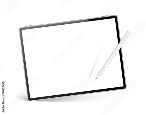 Vector realistic tablet with stylus pen mockup