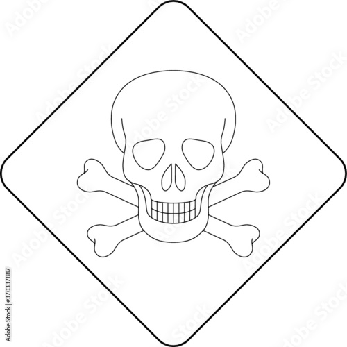 A hazardous waste symbol: skull and bones