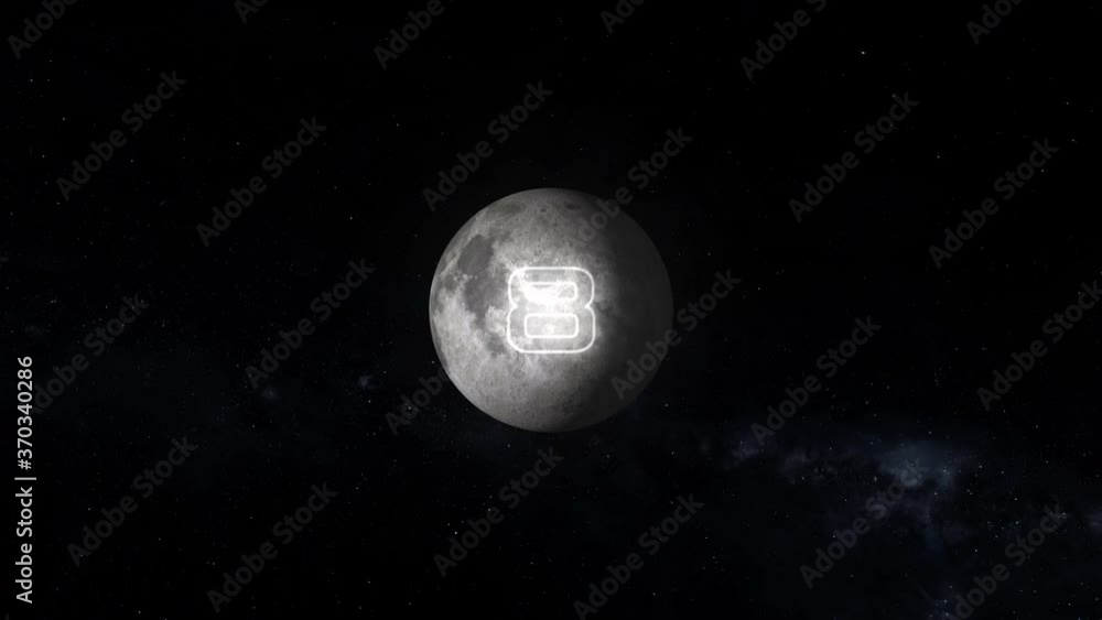 Mission to the moon countdown concept numbers animation on lunar surface satellite rotating in space. Mission to the moon countdown concept numbers animation on lunar surface satellite rotating in space.