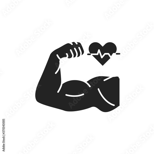 Strong muscular mens hand glyph black icon. Health care lifestyle. Sign for web page, mobile app, button, logo.