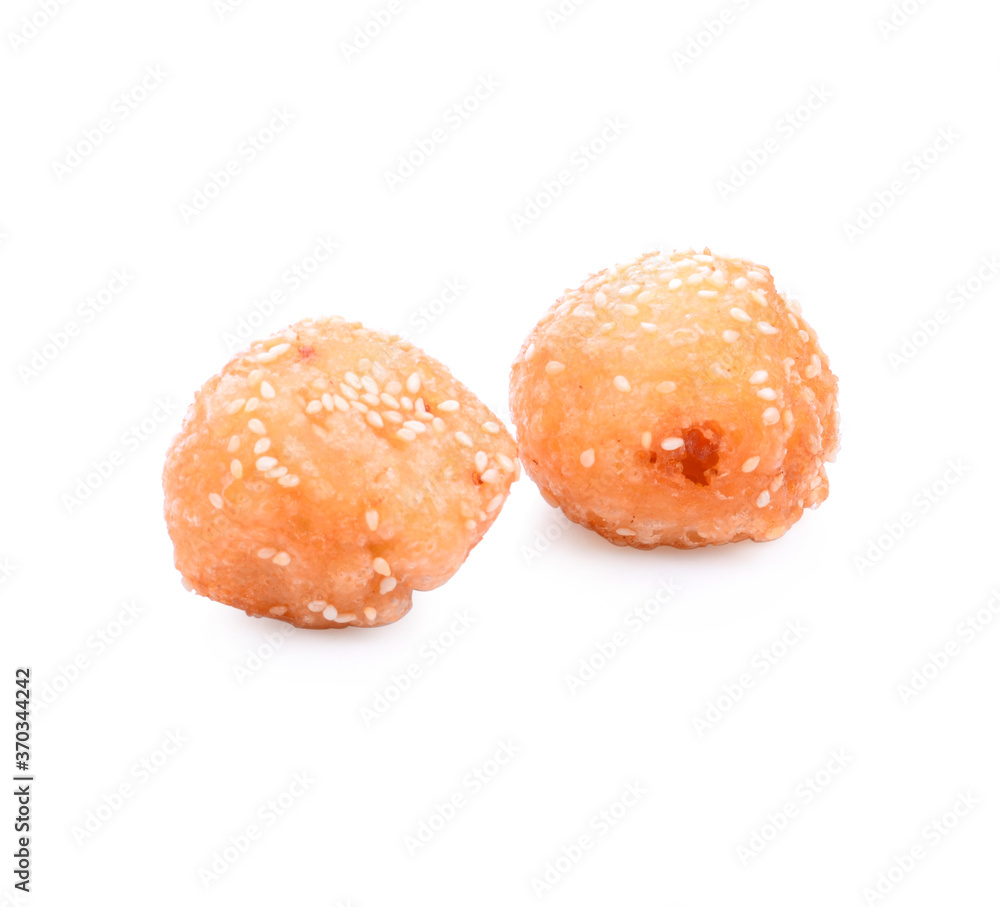 Golden fried dessert balls covered with sesame seed Golden fried dessert balls covered with sesame seed