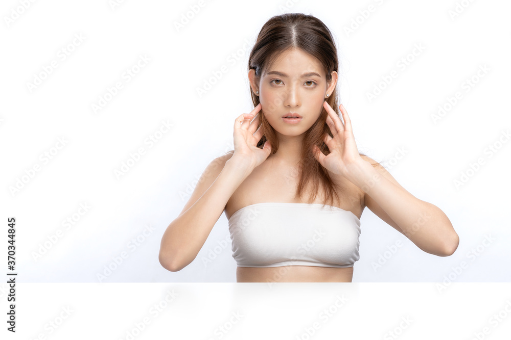 Beautiful young asian woman with healthly clean and fresh skin look for cosmetic and spa or healthcare concept advertising Beautiful young asian woman with healthly clean and fresh skin look for cosmetic and spa or healthcare concept advertising