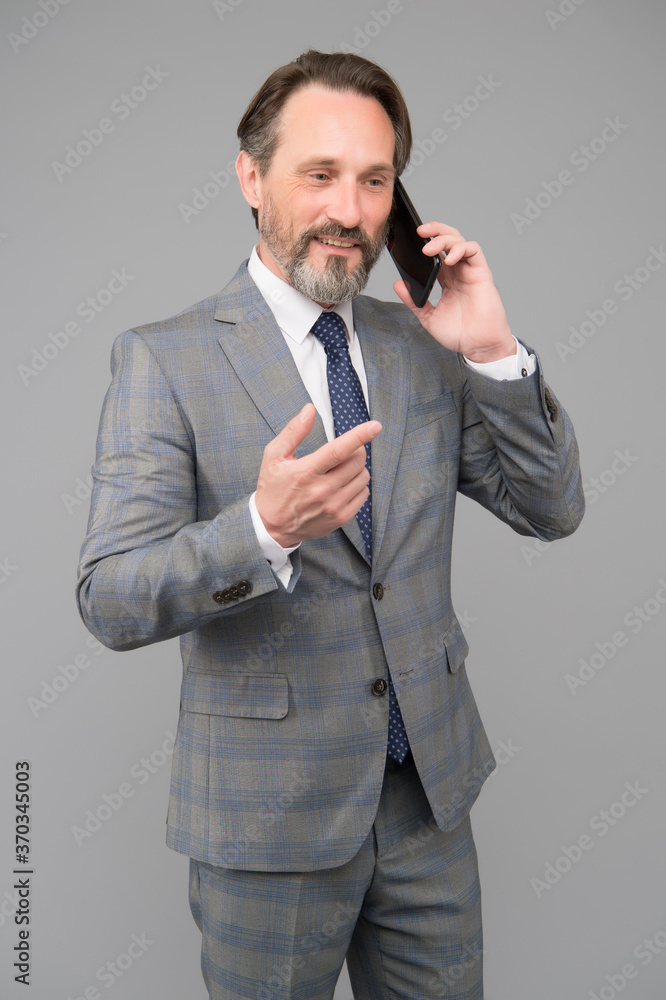 Business conversation man mobile phone, successful negotiations concept Business conversation man mobile phone, successful negotiations concept