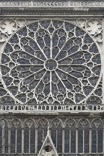 Rose Window at Notre Dame Cathedral in Paris France