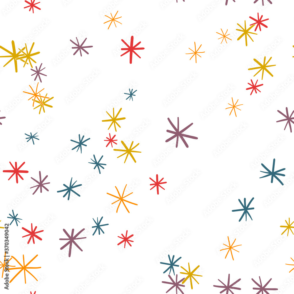 Seamless pattern with doodle snowflakes. Winter festive background. Holiday wrapping paper. Vector illustration. Seamless pattern with doodle snowflakes. Winter festive background. Holiday wrapping paper. Vector illustration.
