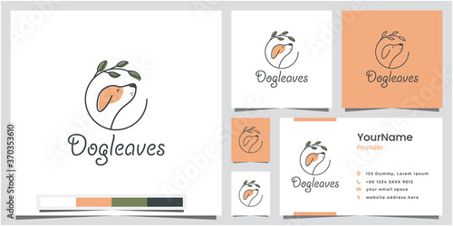 dog leaves cartoon version logo design