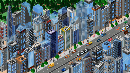 city landscape City. isometric city. City map. Architecture. Megapolis 