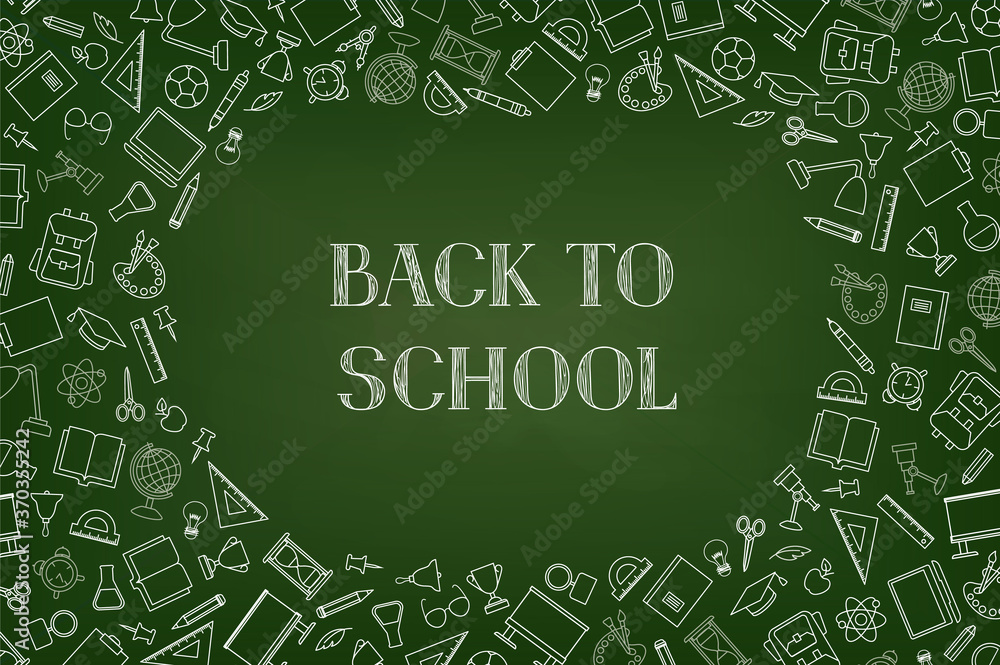 Back to School chalkboard wallpaper. Education drawn symbols pattern. School supplies icons doodle Classroom line art background. Back to School chalkboard wallpaper. Education drawn symbols pattern. School supplies icons doodle Classroom line art background.