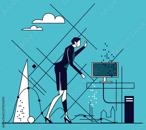 Business woman in office working with computer  