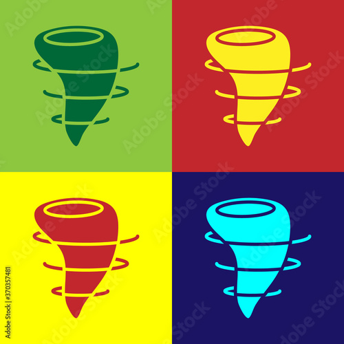 Pop art Tornado icon isolated on color background. Vector Illustration.
