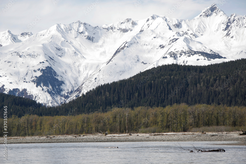 Chilkat River with Chilkat Mountains, Alaska