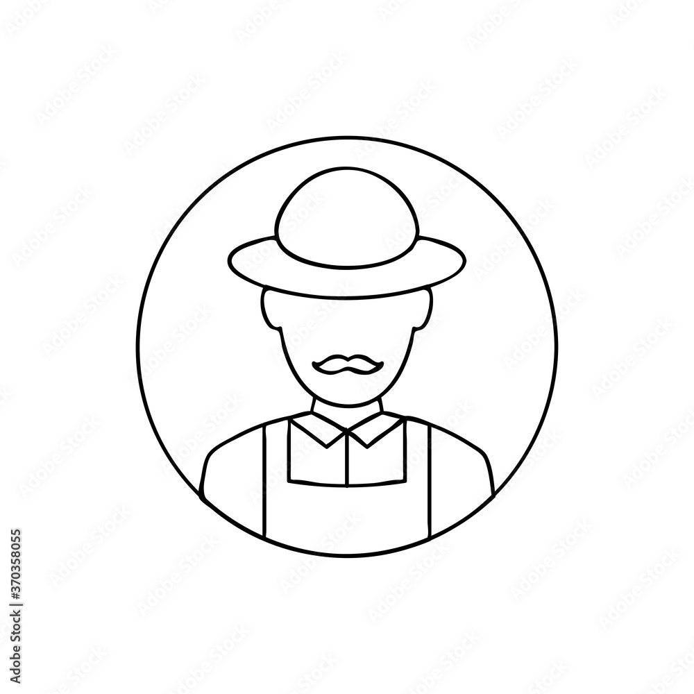 Farmer linear icon. Agricultural worker. Thin line vector illustration. Contour symbol. Vector isolated outline drawing. Farmer linear icon. Agricultural worker. Thin line vector illustration. Contour symbol. Vector isolated outline drawing.