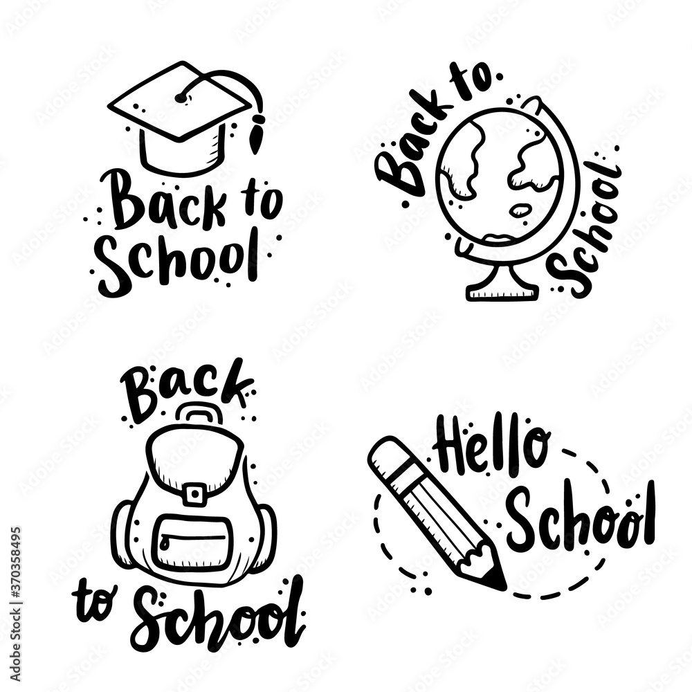 Cute hand drawn lettering Back to school quote by doodle sketch style. Vector illustration slogan for kids poster, children banner for school or education. Cute hand drawn lettering Back to school quote by doodle sketch style. Vector illustration slogan for kids poster, children banner for school or education.