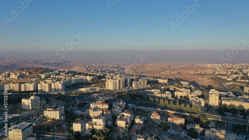 Pisgat zeev and neve Yaakov neighbourhood, Aerial North Jerusalem, Israel, Drone, August 2020 