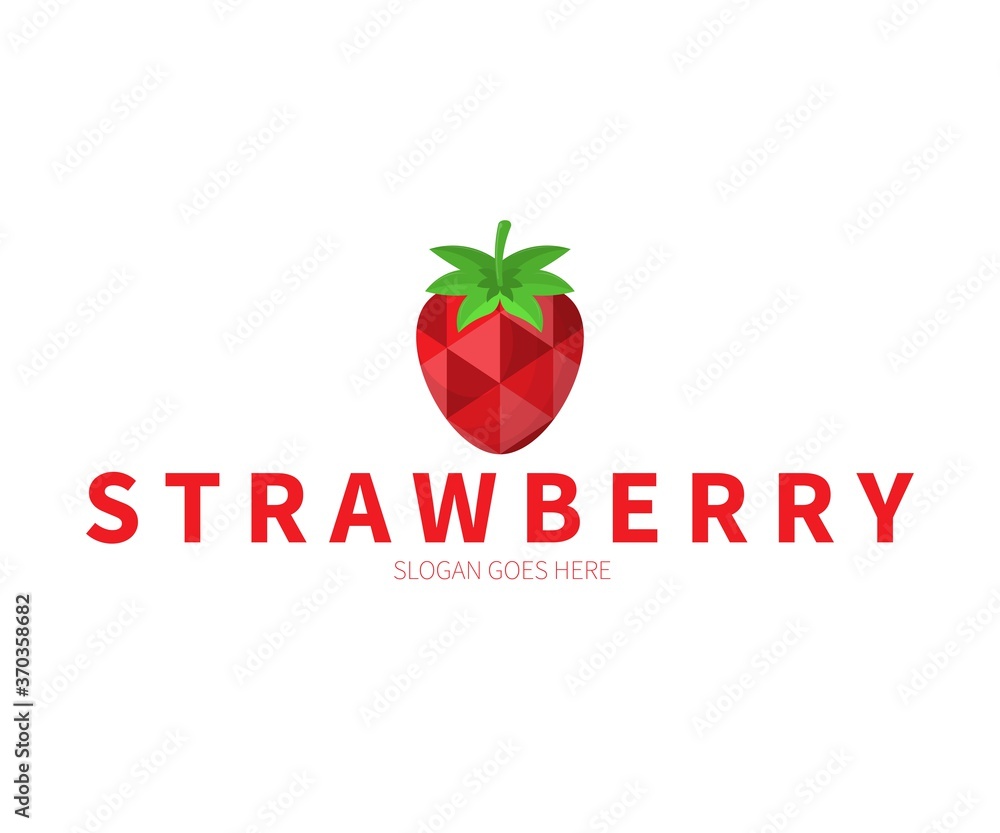 Strawberry with Triangle Pattern Logo Concept. Vector Design Illustration. Symbol and Icon Vector Template.