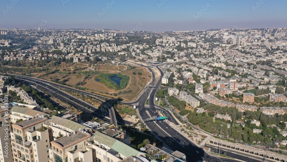 Jerusalem Center With Begin Road, Aerial
Jerusalem, Israel, August, 2020
