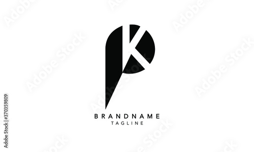 Alphabet letters Initial Monogram logo PK, KP, P and K