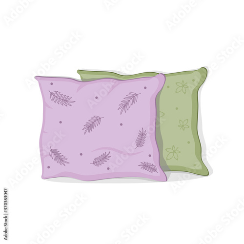 set of decorative pillows in the flat style with a pattern, color vector illustration, clipart, design, decoration, icon, sign, sketch, banner, logo