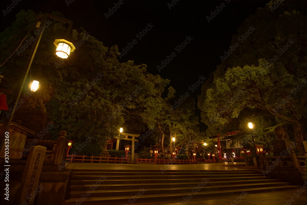 A cityscape of Kyoto at night, Japan