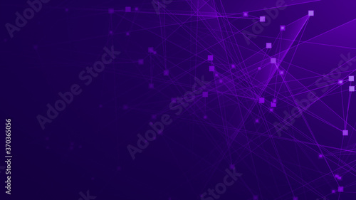 Abstract purple violet polygon tech network with connect technology background. Abstract dots and lines texture background. 3d rendering.