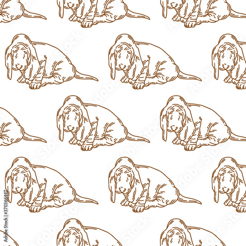 Wallpaper Mural Vector pattern with hand drawn illustration of basset dog  isolated. Tattoo artwork. Template for card, poster, banner, print for t-shirt, pin, badge, patch. Torontodigital.ca