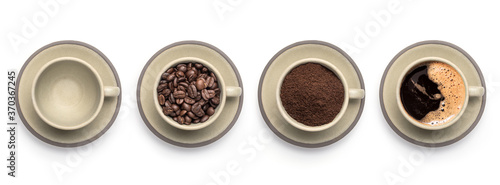 coffee cup top view set isolated