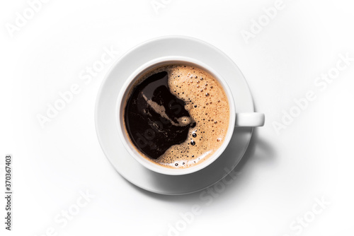 Black coffee isolated on a white background.