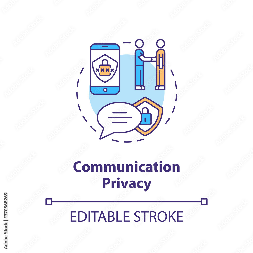 Communication privacy concept icon. Personal messages protection idea thin line illustration. Personal space. Confidentiality. Vector isolated outline RGB color drawing. Editable stroke