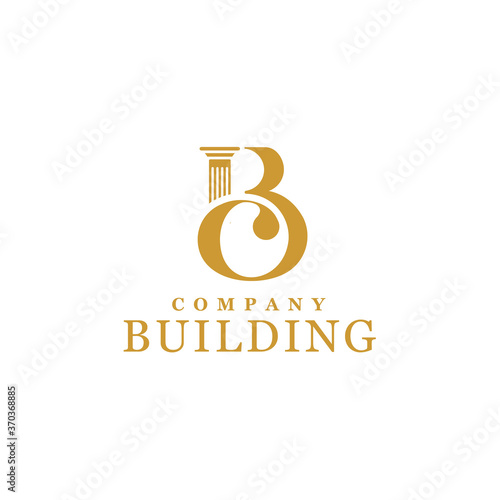 Initial Letter B C Monogram BC CB with Greek pillar column for architecture building construction government office logo design