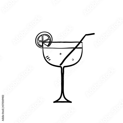 hand drawn martini cocktail icon illustration vector isolated