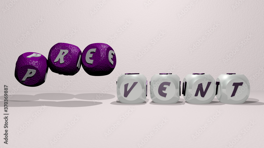 crosswords of PREVENT arranged by cubic letters on a mirror floor, concept meaning and presentation. illustration and background crosswords of PREVENT arranged by cubic letters on a mirror floor, concept meaning and presentation. illustration and background