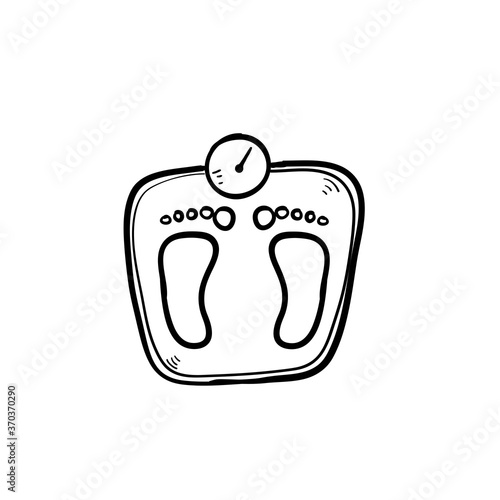 hand drawn weight scales icon doodle illustration vector
