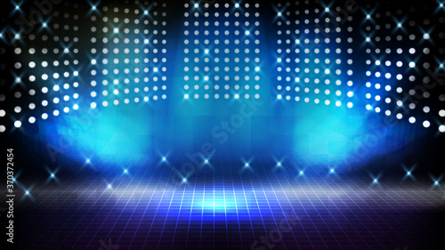 abstract futuristic background of blue empty stage Stairs covered with red carpet and lighting spotlgiht stage background
