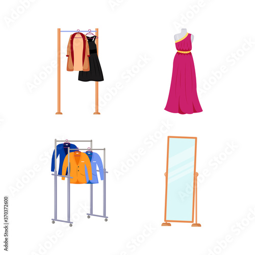 Luxury boutique flat color vector object set