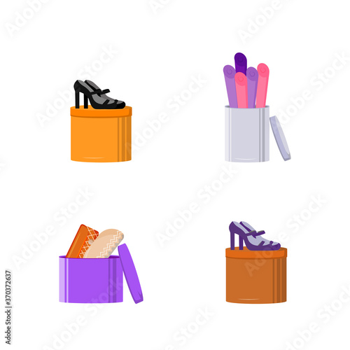 Luxury tailor shop flat color vector object set