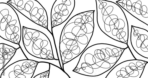 leaf line art background vector, wallpaper and print, house plant, Vector illustration.