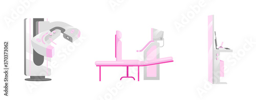 Mammography equipment flat color vector objects set