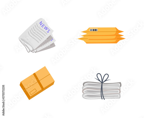 Correspondence flat color vector object set