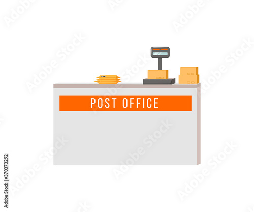 Post office counter flat color vector object