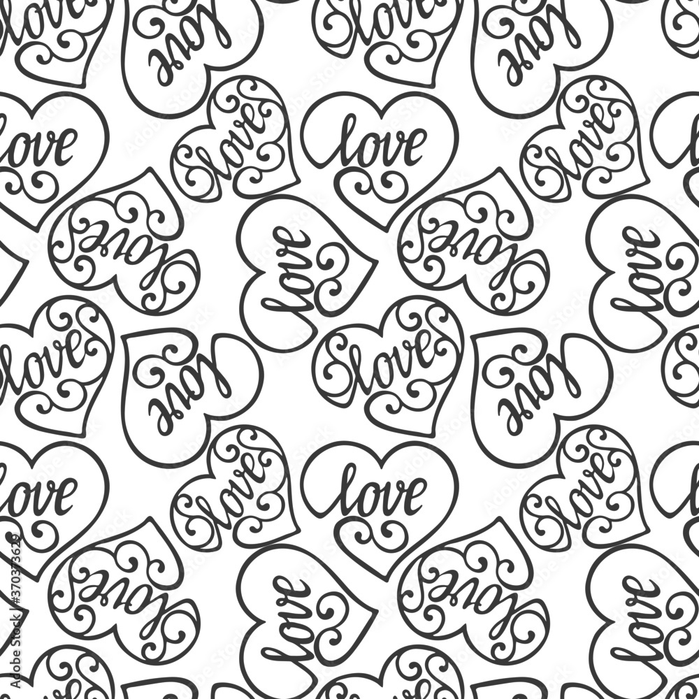 seamless pattern, abstract heart with ornament, pattern for wallpaper and fabric, wrapping paper, wedding design