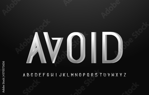 Silver alphabet letters sans serif font