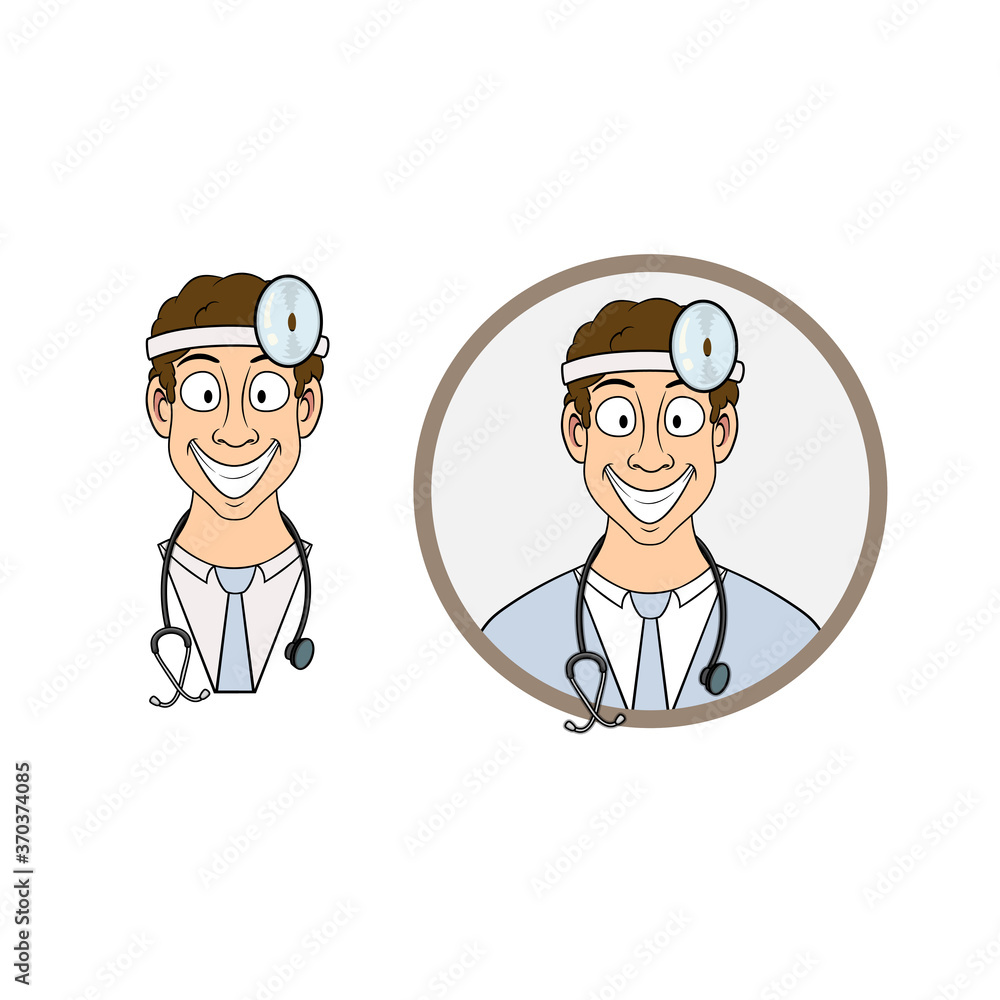 bust of smiling cartoon man doctor in a circle. vector isolated on white background. suitable as a logo bust of smiling cartoon man doctor in a circle. vector isolated on white background. suitable as a logo