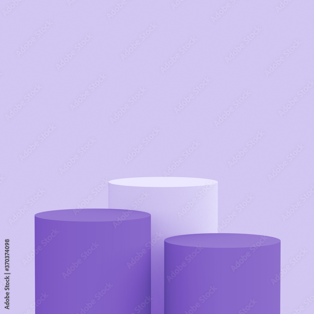 3d purple violet and white cylinder podium minimal studio background. Abstract 3d geometric shape object illustration render. Display for cosmetic perfume fashion product. 3d purple violet and white cylinder podium minimal studio background. Abstract 3d geometric shape object illustration render. Display for cosmetic perfume fashion product.